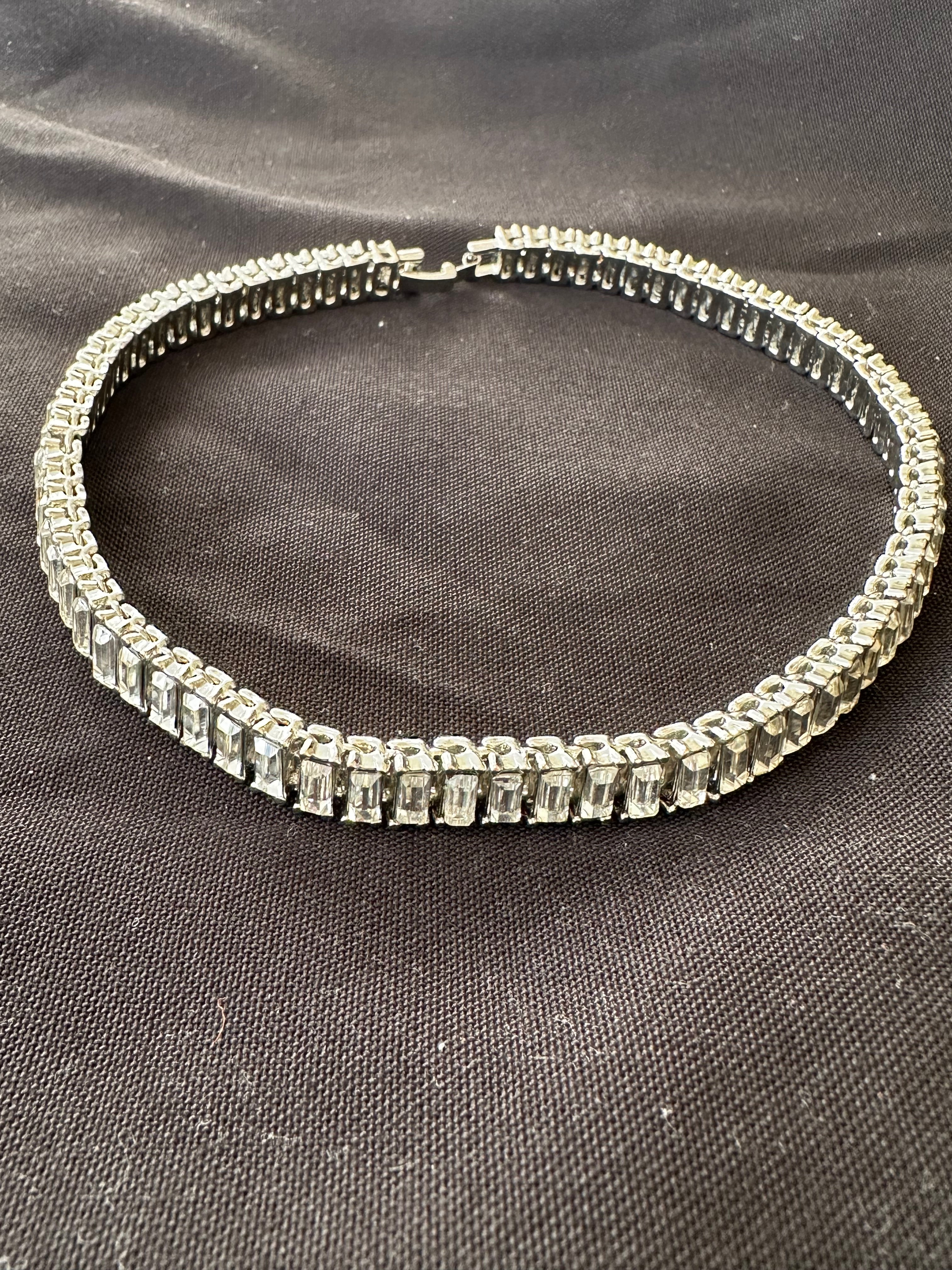 Vintage Rhinestone Tennis Necklace