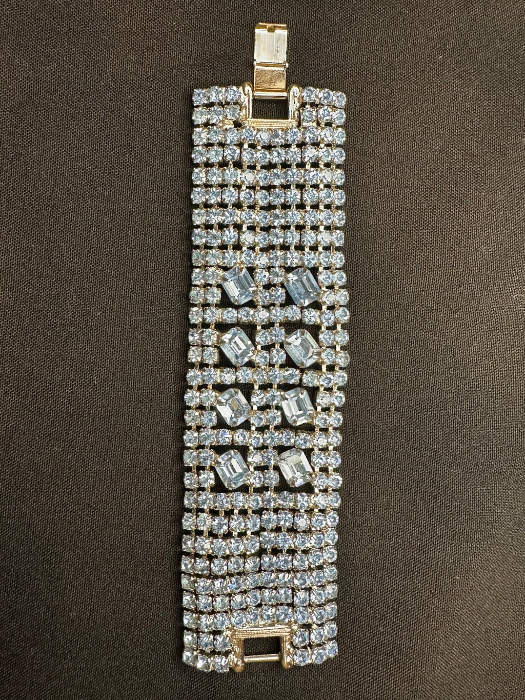 Vintage Ten Row Light Blue Rhinestone Bracelet