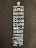 Vintage Ten Row Light Blue Rhinestone Bracelet