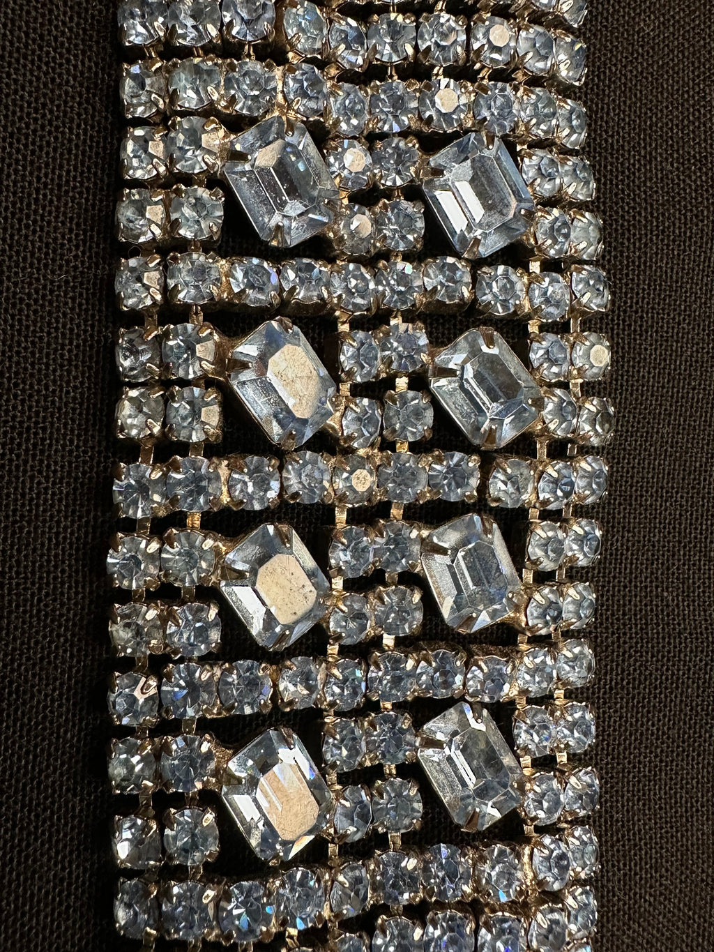 Vintage Ten Row Light Blue Rhinestone Bracelet