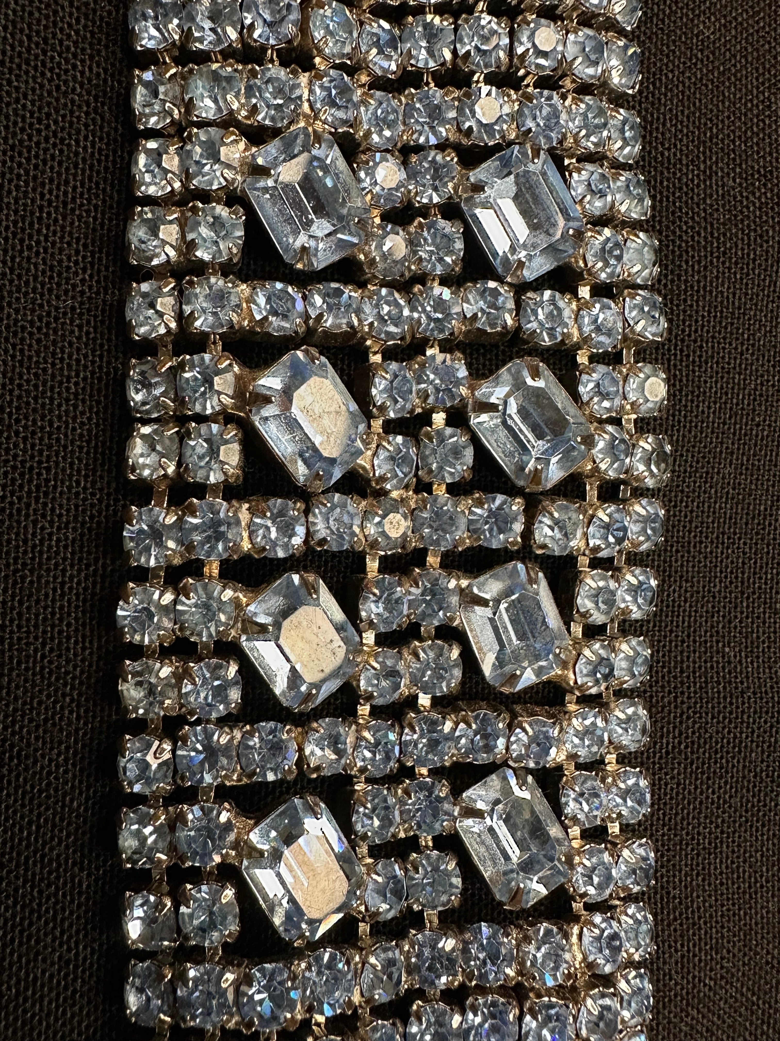 Vintage Ten Row Light Blue Rhinestone Bracelet