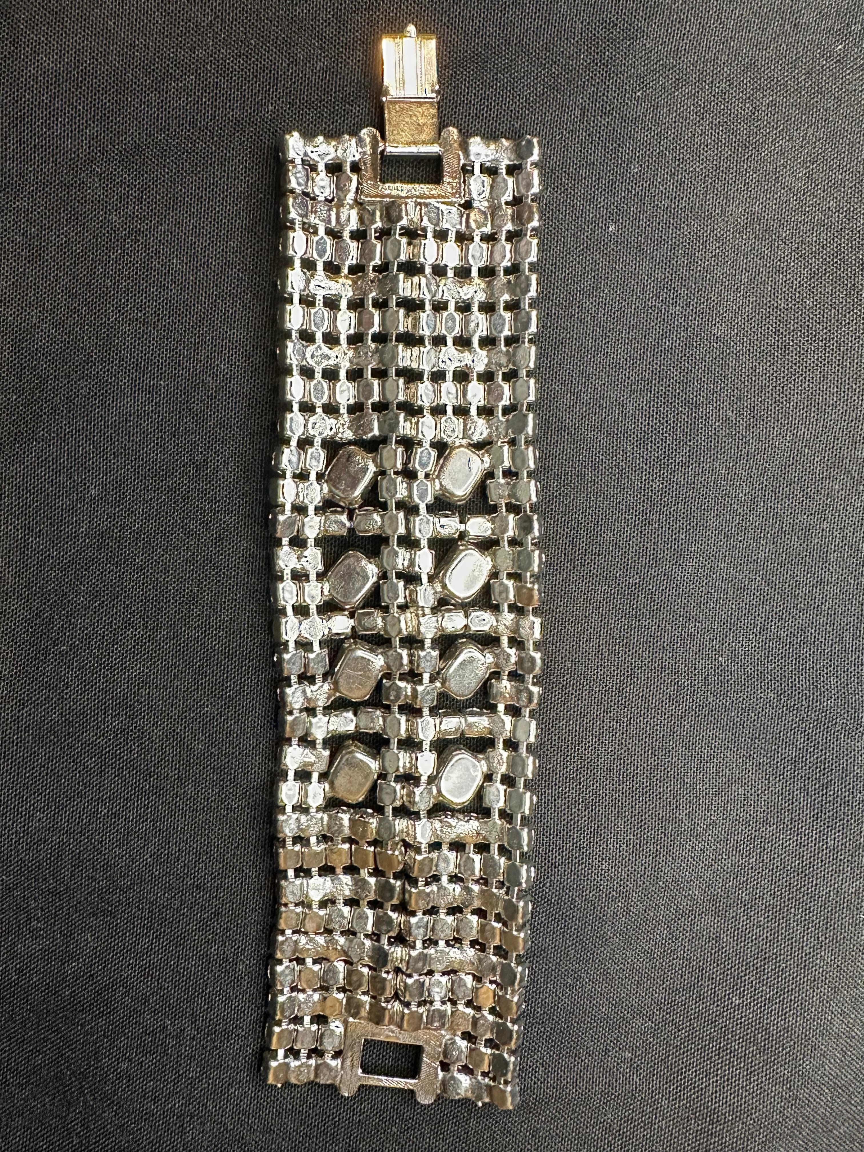 Vintage Ten Row Light Blue Rhinestone Bracelet