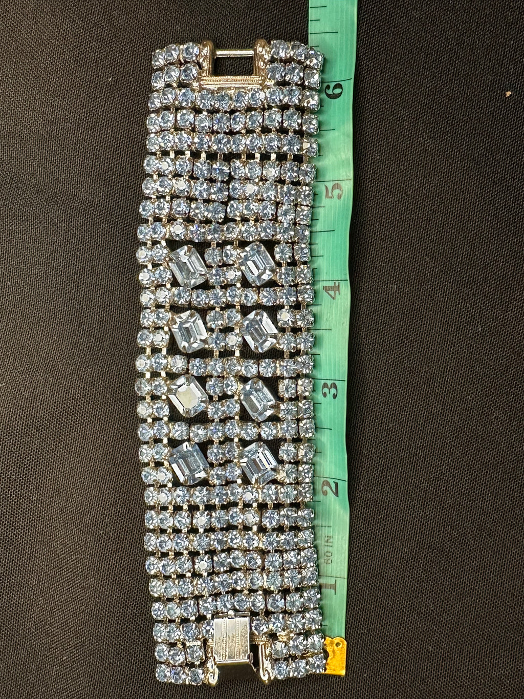 Vintage Ten Row Light Blue Rhinestone Bracelet